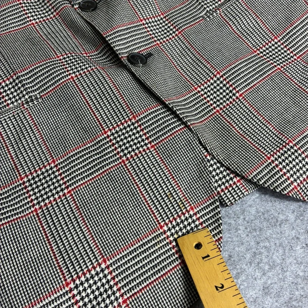 Karl Lagerfeld Paris Mens Glen Plaid Blazer Gray Red Check Sport Coat 40R 42R